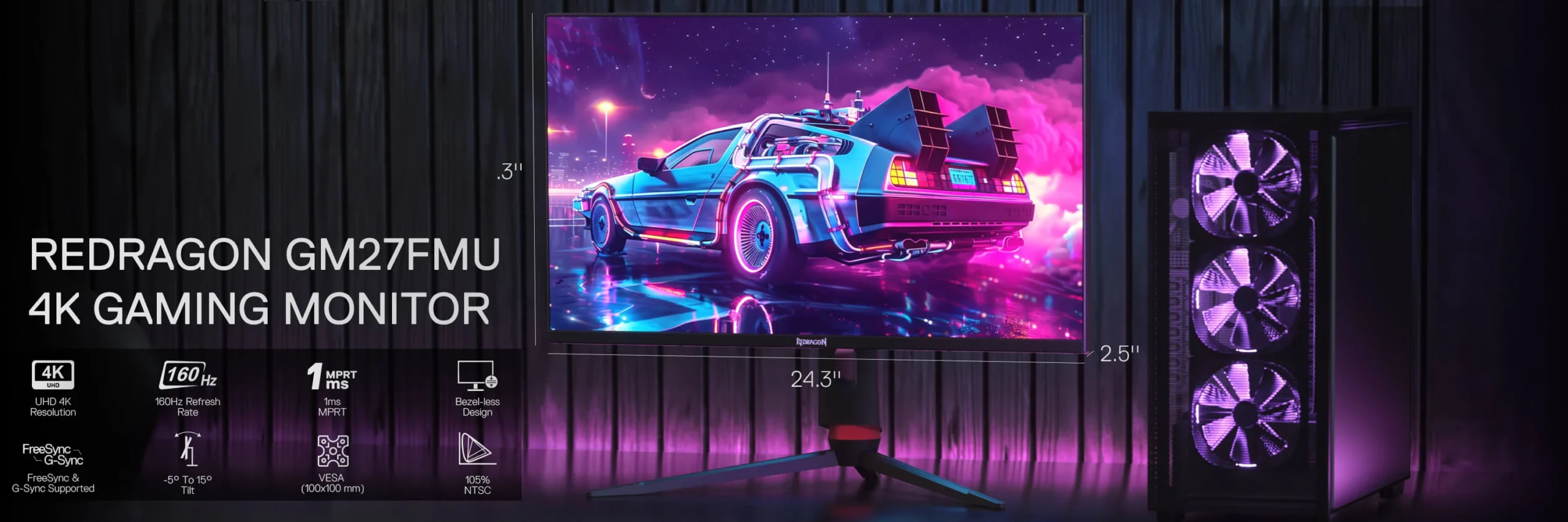 Redragon MINI LED GIAGATE GMU2720SUQ – 27" 4K (3840x2160) IPS Quantum Dot Display, 160Hz, Adaptive Sync Technology - Image 4