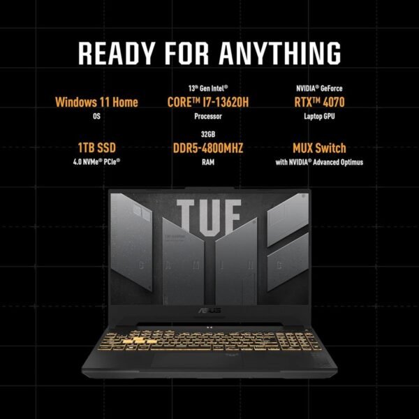 Asus TUF FX507VI GAMING Core™ i7-13620H 1TB SSD 16GB 15.6" (1920x1080) 144Hz IPS WIN11 NVIDIA® RTX 4070 8192MB MECHA GREY Backlit Keyboard - FX507VI-F15.I74070 - Image 7