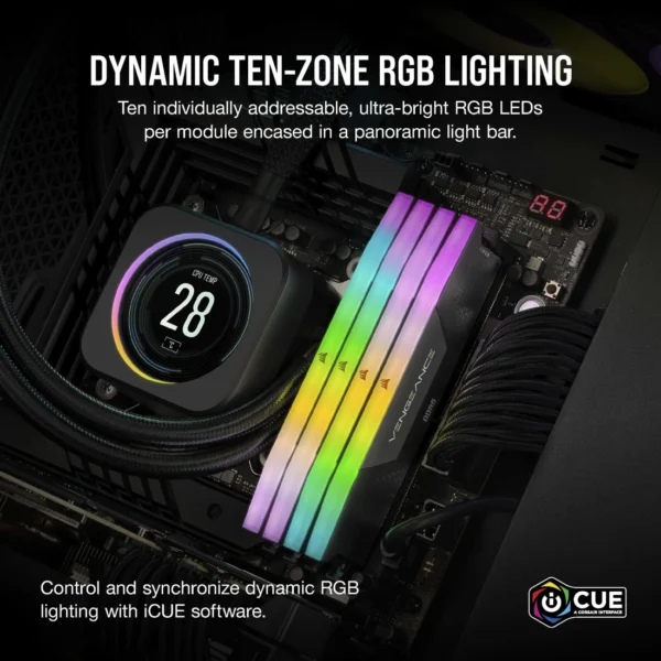VENGEANCE RGB 32GB (2x16GB) DDR5 DRAM 5600MT/s CL40 Memory Kit - Image 4