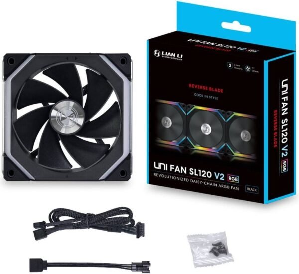 LIAN LI UNI FAN SL120 V2 120MM fan -Single Black, (Reverse fan) - Image 5