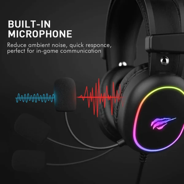 HAVIT H2016D RGB Wired Gaming Headset with Microphone Stereo Surround Sound - Image 3