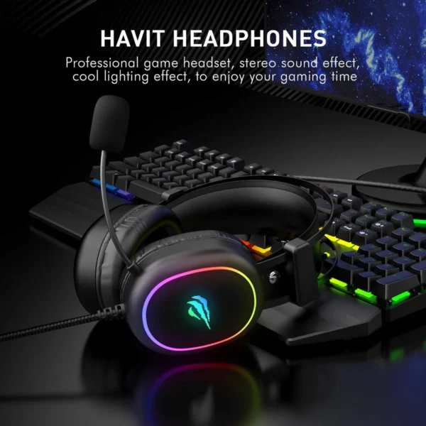 HAVIT H2016D RGB Wired Gaming Headset with Microphone Stereo Surround Sound - Image 5
