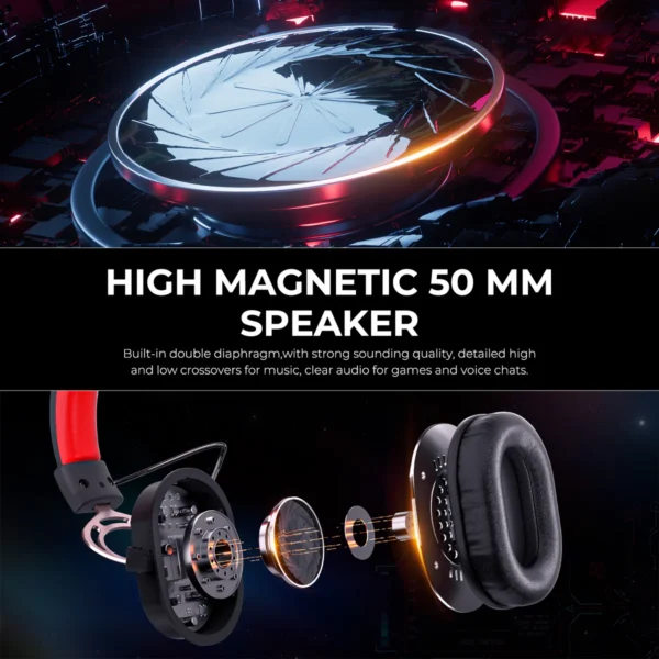 havit Gaming Headset with Microphone, Black and Red. 50mm Speaker, Connector 3, 5mm, Compatible with PS4 - Image 9