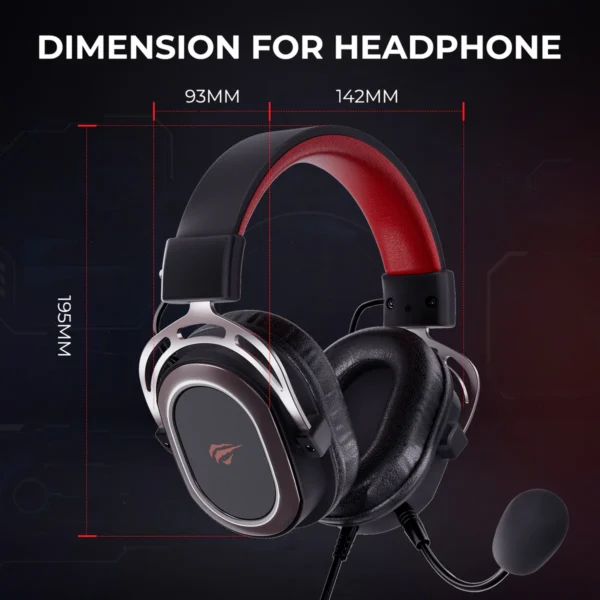 havit Gaming Headset with Microphone, Black and Red. 50mm Speaker, Connector 3, 5mm, Compatible with PS4 - Image 6