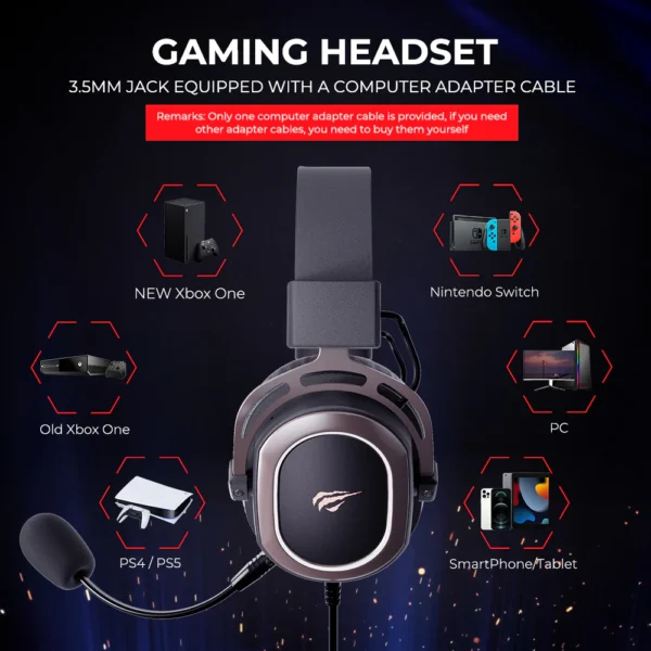 havit Gaming Headset with Microphone, Black and Red. 50mm Speaker, Connector 3, 5mm, Compatible with PS4 - Image 5