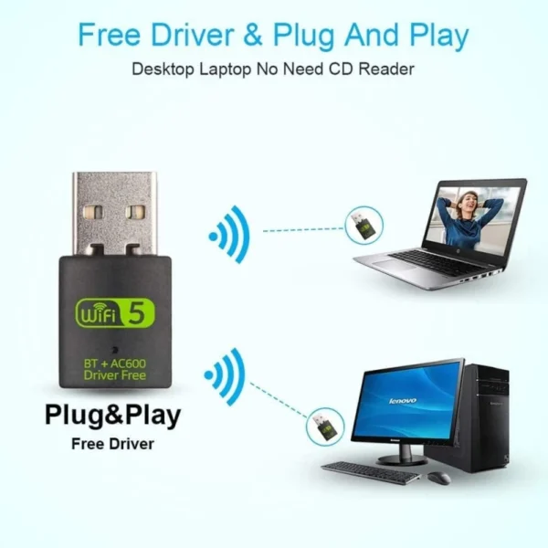 USB2.0 WIFI + BLUETOOTH ADAPTOR HAYSENSER MC-600BT - Image 3