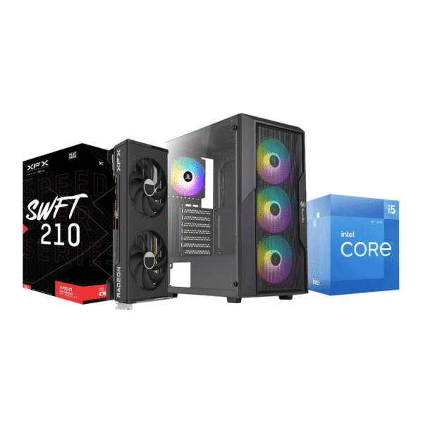 RX 7600XT 8GB (REFURBISHED), INTEL I5 12400F, DEEPCOOL AG200, H610M, 16 GB DDR4 3200MHZ, 500 GB SSD, 750W, GAMERTEK ZENITH CASE - 4 FANS