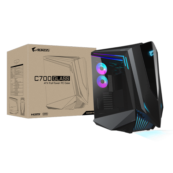 Gigabyte Aorus C700 Glass aRGB Full-Tower Computer Case, Tempered Glass Side Panel, Up to 420mm Radiator & 8x Fans Support, 5x Pre-Installed Fans, USB-C 3.1 Gen2/ USB 3.0 *4, Black - Image 10