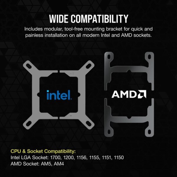 CORSAIR iCUE Link H100i RGB Liquid CPU Cooler - 240mm AIO - QX120 RGB Fans - Fits Intel® LGA 1700, AMD® AM5 - iCUE Link System Hub Included - Image 6