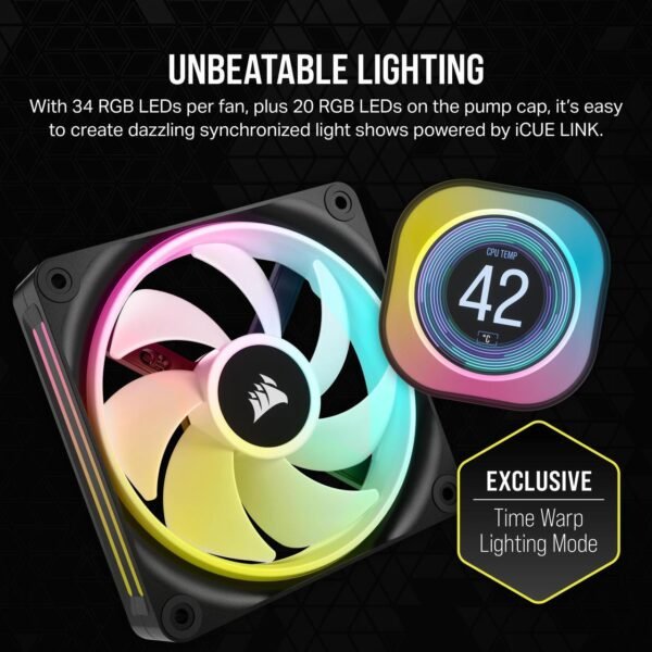 CORSAIR iCUE Link H100i RGB Liquid CPU Cooler - 240mm AIO - QX120 RGB Fans - Fits Intel® LGA 1700, AMD® AM5 - iCUE Link System Hub Included - Image 7
