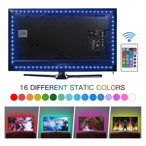 Twisted Minds TM-RGB-2M LED Light Strip – 2M | 16 Static Colors | USB Powered | Remote Control | Gaming & Ambience Setup - Image 3