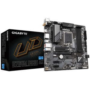 GIGABYTE B760M DS3H AX (LGA 1700/ Intel/ B760/ M-ATX/ DDR5/ 2* M.2/ PCIe 4.0/ USB 3.2 Gen 2 Type-C/WiFi 6E/ 2.5GbE LAN/Q-Flash Plus/PCIe EZ-Latch/Motherboard)