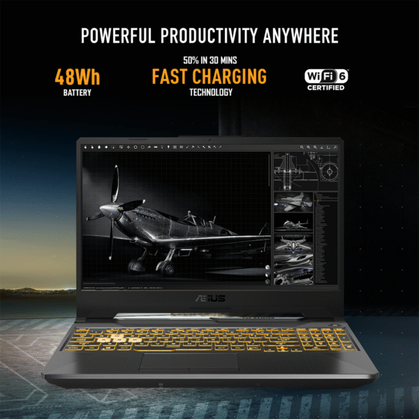 ASUS TUF A15 FA506N Gaming Laptop | Ryzen 5 7535HS | 8GB DDR5 | 512GB SSD | RTX 3050 4GB | 15.6" FHD 144Hz | RGB Backlit | DOS | Black - Image 6