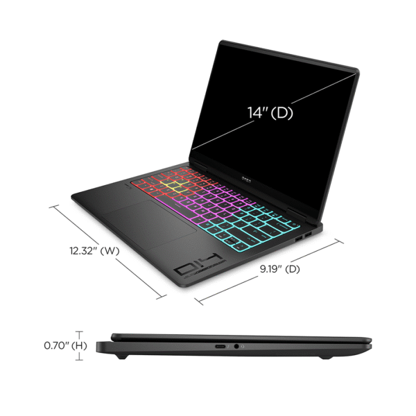 OMEN TRANSCEND 14 Gaming Laptop – Intel Core Ultra 9-185H | 32GB LPDDR5X RAM | 1TB SSD | RTX 4070 8GB | 14" OLED 2.8K (2880x1800) 120Hz | Windows 11 | HyperX Audio - Image 5