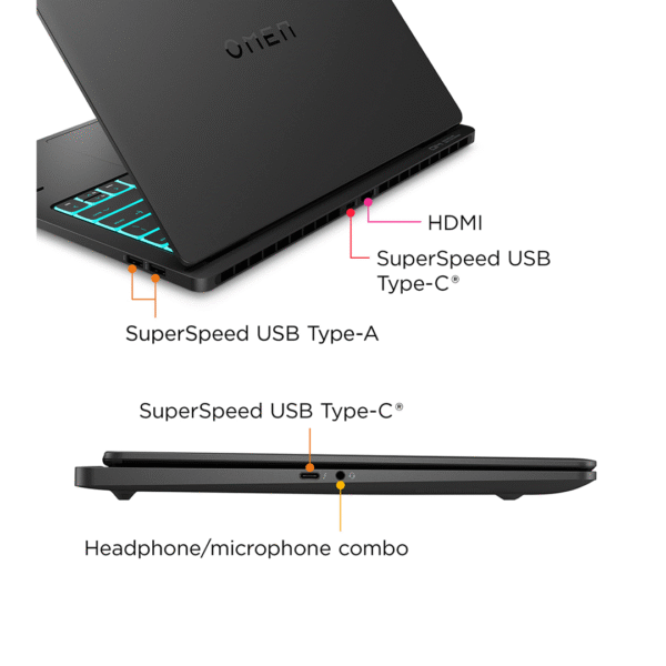 OMEN TRANSCEND 14 Gaming Laptop – Intel Core Ultra 9-185H | 32GB LPDDR5X RAM | 1TB SSD | RTX 4070 8GB | 14" OLED 2.8K (2880x1800) 120Hz | Windows 11 | HyperX Audio - Image 6
