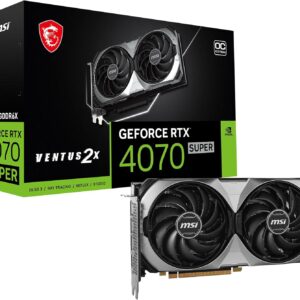 MSI Gaming RTX 4070 Super 12G Ventus 2X OC Graphics Card (NVIDIA RTX 4070 Super, 192-Bit, Boost Clock: 2520 MHz, 12GB GDRR6X 21 Gbps, HDMI/DP, Ada Lovelace Architecture)