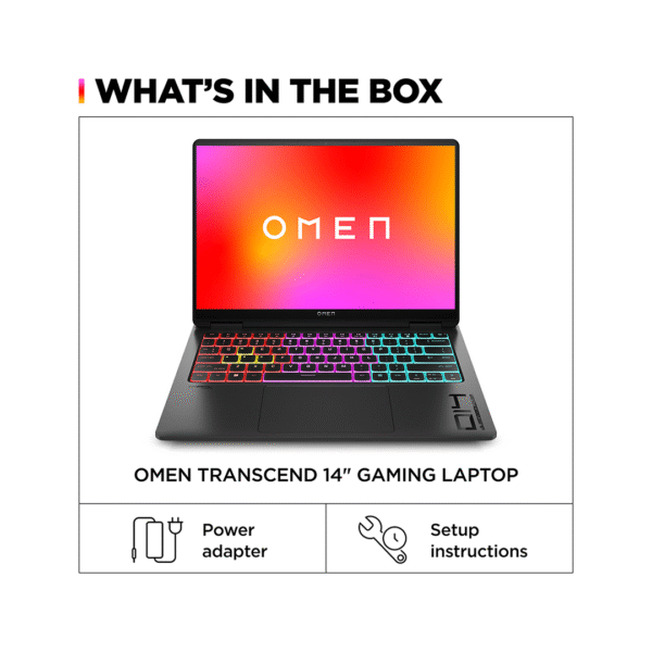 OMEN TRANSCEND 14 Gaming Laptop – Intel Core Ultra 9-185H | 32GB LPDDR5X RAM | 1TB SSD | RTX 4070 8GB | 14" OLED 2.8K (2880x1800) 120Hz | Windows 11 | HyperX Audio - Image 7