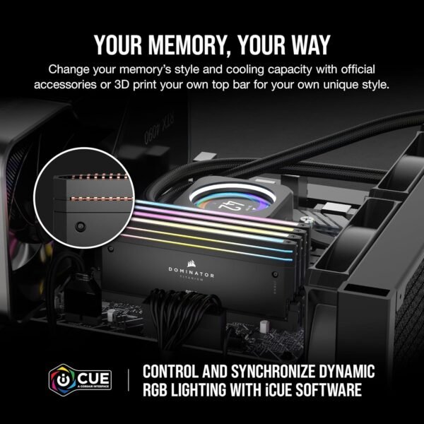 CORSAIR DOMINATOR® TITANIUM RGB 32GB (2x16GB) DDR5 DRAM 6000MT/s CL30 AMD EXPO & Intel XMP Memory Kit - Image 4