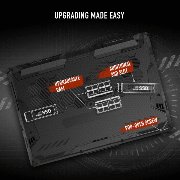 ASUS TUF A15 FA506N Gaming Laptop | Ryzen 5 7535HS | 8GB DDR5 | 512GB SSD | RTX 3050 4GB | 15.6" FHD 144Hz | RGB Backlit | DOS | Black - Image 9