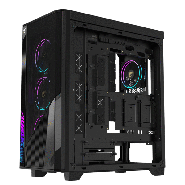 GIGABYTE AORUS C500 Glass - Black Mid Tower PC Gaming Case, Tempered Glass, USB Type-C, 4X ARBG Fans Included - Image 6