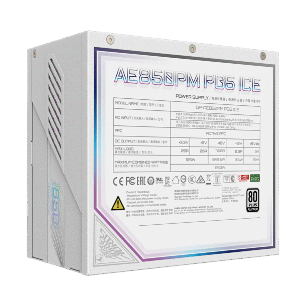 GIGABYTE AORUS ELITE P850W 80+ Platinum Modular PCIe 5.0 ICE Power Supply - Image 2