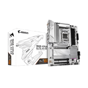 GIGABYTE B650 AORUS Elite AX ICE (AM5/ LGA 1718/ AMD/ B650/ ATX/  DDR5/ Triple M.2/ PCIe 5.0/ USB 3.2 Gen2X2 Type-C/WiFi 6E/ 2.5GbE LAN/Snow White/EZ-Latch/Motherboard)