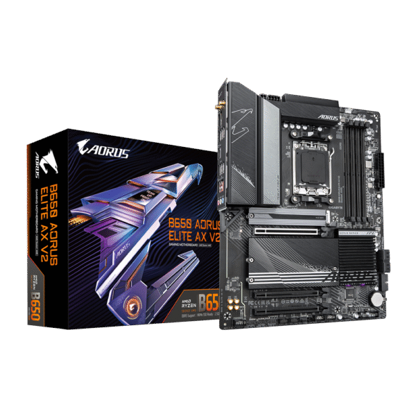 GIGABYTE B650 AORUS Elite AX V2 (AM5/ LGA 1718/ AMD/ B650/ ATX/DDR5/ Triple M.2/ PCIe 5.0/ USB 3.2 Gen2X2 Type-C/WiFi 6E/ 2.5GbE LAN/Q-Flash Plus/EZ-Latch/Motherboard)