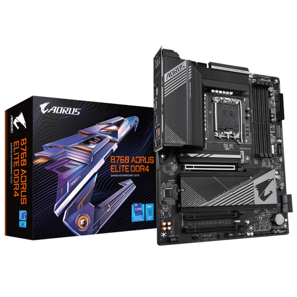 GIGABYTE B760 AORUS ELITE DDR4 Motherboard, Intel B760 Chipset, 4x DDR4 DIMM Slot, 128GB Max Memory, 3x PCIe 4.0 x4 M.2 Connectors, 2.5GbE LAN, 4x SATA 6Gb/s, 1x HDMI & DP | B760-AORUS-ELITE-DDR4