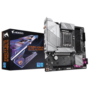 GIGABYTE B760M AORUS ELITE AX DDR4 Intel LGA 1700 m-ATX Motherboard, 4x DDR4 ~128GB, 2x PCI-E x16, 2x M.2, 4x SATA, 4x USB 3.2, 1x USB-C, 4x USB 2.0