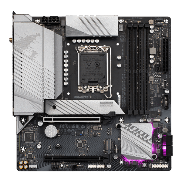 GIGABYTE B760M AORUS ELITE AX DDR4 Intel LGA 1700 m-ATX Motherboard, 4x DDR4 ~128GB, 2x PCI-E x16, 2x M.2, 4x SATA, 4x USB 3.2, 1x USB-C, 4x USB 2.0 - Image 3