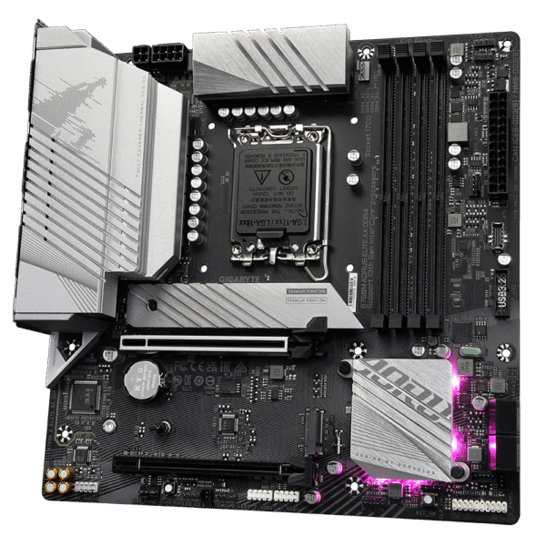GIGABYTE B760M AORUS ELITE AX DDR4 Intel LGA 1700 m-ATX Motherboard, 4x DDR4 ~128GB, 2x PCI-E x16, 2x M.2, 4x SATA, 4x USB 3.2, 1x USB-C, 4x USB 2.0 - Image 2