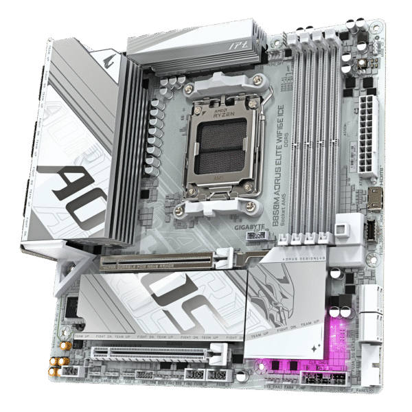 GIGABYTE B850M AORUS Elite WIFI6E ICE AMD AM5 LGA 1718 Motherboard, mATX, DDR5, 2X M.2, PCIe 5.0, USB-C, WIFI6E, 2.5GbE LAN, EZ-Latch - Image 4