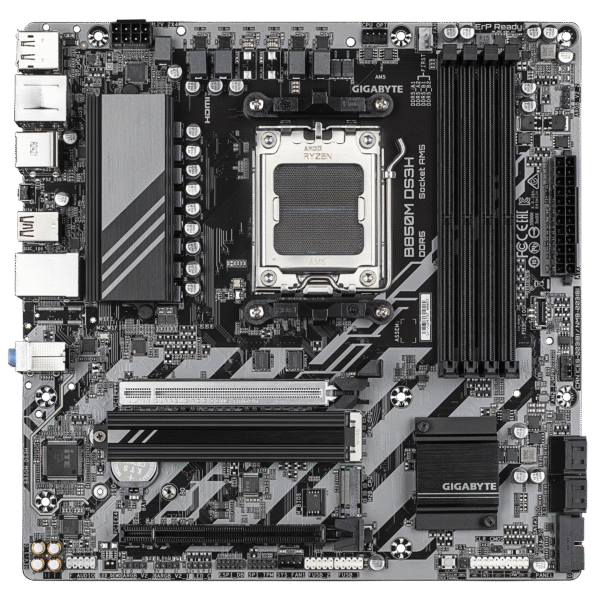 GIGABYTE B850M DS3H AMD AM5 LGA 1718 Motherboard, mATX, DDR5, 2X M.2, PCIe 5.0, USB-C, 2.5GbE LAN, EZ-Latch - Image 2