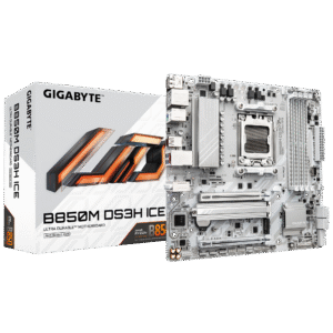Gigabyte B850M DS3H ICE Micro ATX AM5 Motherboard, 4 x DIMMs Dual Channel DDR5, 2 x M.2 Slots, Full-length PCIe slots, X3D Turbo Mode, 2.5GbE LAN, 8x +2+2 Twin Digital VRM Design, White | B850M DS3H ICE