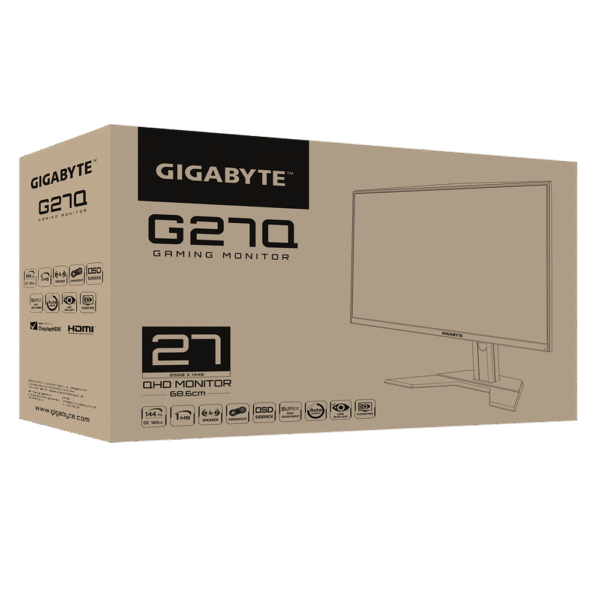 GIGABYTE G27Q" QHD IPS Gaming Monitor, 144Hz Refresh Rate, 1ms (MPRT), VESA Display HDR400, 2W x2 Speakers, 92% DCI-P3, HDMI 2.0 x2, Display port 1.2 x1, Black - Image 8