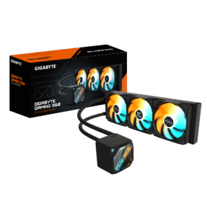 GIGABYTE Gaming 360 Liquid CPU Cooler, 360mm Radiator, 3x 120mm ARGB Fan, 2200 RPM Fan Speed, 61.61 CFM Max Airflow, FEP Tube with Nylon Sleeve Material