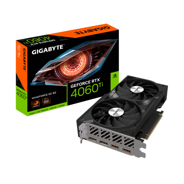 GIGABYTE NVIDIA GeForce RTX 4060 Ti WINDFORCE OC Graphics Card - 8GB GDDR6, 128-bit, PCI-E 4.0, 2550MHz Core Clock, 2X DP 1.4, 2X HDMI 2.1a, NVIDIA DLSS 3 - GV-N406TWF2OC-8GD - Image 2