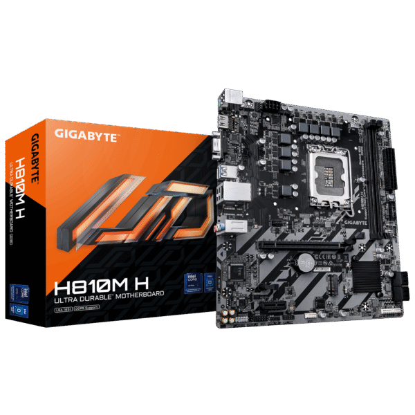 GIGABYTE H810M H Motherboard - Intel Core Ultra (Series 2) CPUs, 4+1+2 Phases VRM, up to 6400MHz DDR5, 1xPCIe 4.0 M.2, 1GbE LAN, USB 3.2 Gen 1