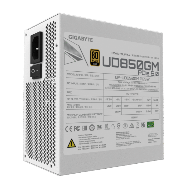 GIGABYTE GP-UD850GM PG5W - PCIe5.0 Ready - ATX3.0-850W 80 Plus Gold Certified - Fully Modular Power Supply - Image 4