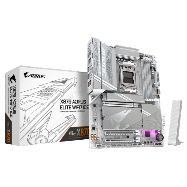 GIGABYTE X870 AORUS Elite WIFI7 ICE AMD AM5 LGA 1718 Motherboard, ATX, DDR5, 4X M.2, PCIe 5.0, USB4, WIFI7, 2.5GbE LAN, EZ-Latch