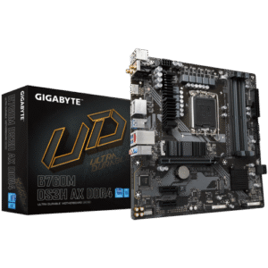 GIGABYTE B760M DS3H AX DDR4 (LGA 1700/ Intel/ B760/ M-ATX/ DDR4/ 2* M.2/ PCIe 4.0/ USB 3.2 Gen 2 Type-C/WiFi 6E/ 2.5GbE LAN/Q-Flash Plus/PCIe EZ-Latch/Gaming Motherboard)