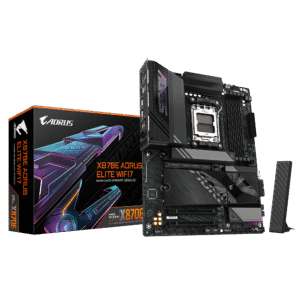 GIGABYTE X870E AORUS Elite WIFI7 AMD AM5 LGA 1718 Motherboard, ATX, DDR5, 4X M.2, PCIe 5.0, USB4, WIFI7, 2.5GbE LAN, EZ-Latch