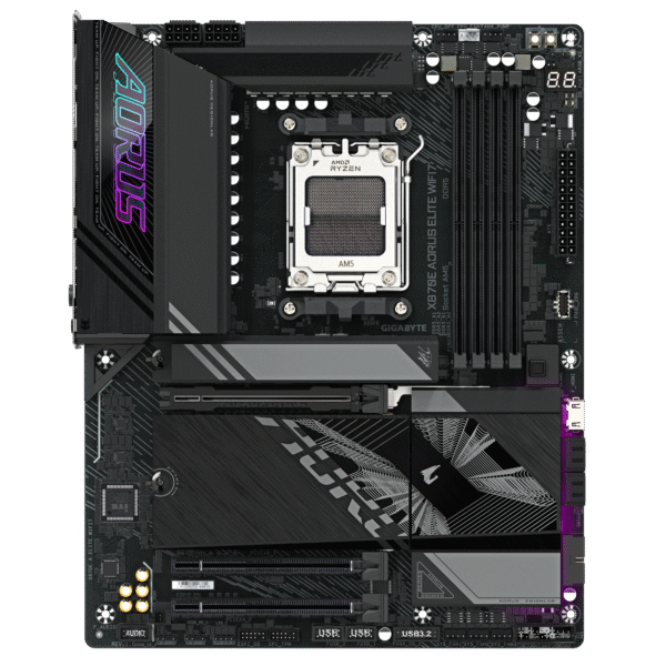 GIGABYTE X870E AORUS Elite WIFI7 AMD AM5 LGA 1718 Motherboard, ATX, DDR5, 4X M.2, PCIe 5.0, USB4, WIFI7, 2.5GbE LAN, EZ-Latch - Image 2