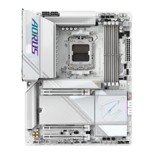 GIGABYTE X870E AORUS PRO ICE AMD AM5 LGA 1718 Motherboard, ATX, DDR5, 4X M.2, PCIe 5.0, USB4, WIFI7, 2.5GbE LAN, EZ-Latch - Image 2