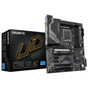 GIGABYTE Z790 UD AC (LGA 1700/ Intel Z790/ ATX/ DDR5/ Triple M.2/ PCIe 5.0/ USB 3.2 Gen2X2 Type-C/Intel Wi-Fi/ 2.5GbE LAN/PCIe EZ-Latch/Multi-Key/Motherboard)