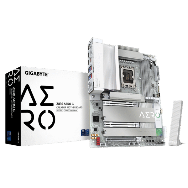 GIGABYTE Z890 AERO G Intel Core Ultra (Series 2) LGA 1851 Motherboard, ATX, DDR5, 5xM.2, PCIe 5.0, Thunderbolt 4, WIFI7, Dual 2.5Gbe LAN, EZ-Latch