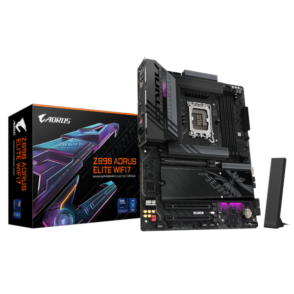 GIGABYTE Z890 AORUS Elite WIFI7 Intel Core Ultra (Series 2) LGA 1851 Motherboard, ATX, DDR5, 4X M.2, PCIe 5.0, Thunderbolt 4, WIFI7, 2.5GbE LAN, EZ-Latch
