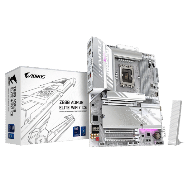 GIGABYTE Z890 AORUS Elite WIFI7 ICE Intel Core Ultra (Series 2) LGA 1851 Motherboard, ATX, DDR5, 3X M.2, PCIe 5.0, Thunderbolt 4, WIFI7, 2.5GbE LAN, EZ-Latch