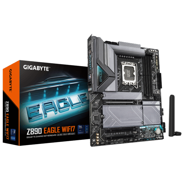 GIGABYTE Z890 Eagle WIFI7 Intel Core Ultra (Series 2) LGA 1851 Motherboard, ATX, DDR5, 4X M.2, PCIe 5.0, USB4, WIFI7, 2.5GbE LAN, EZ-Latch