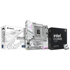 GIGABYTE Z890M A ELITE WF7 ICE + Intel Ultra 5 265K Combo – DDR5 – PCIe 5.0 – Wi-Fi 7 – LGA 1851 – Future-Ready Performance